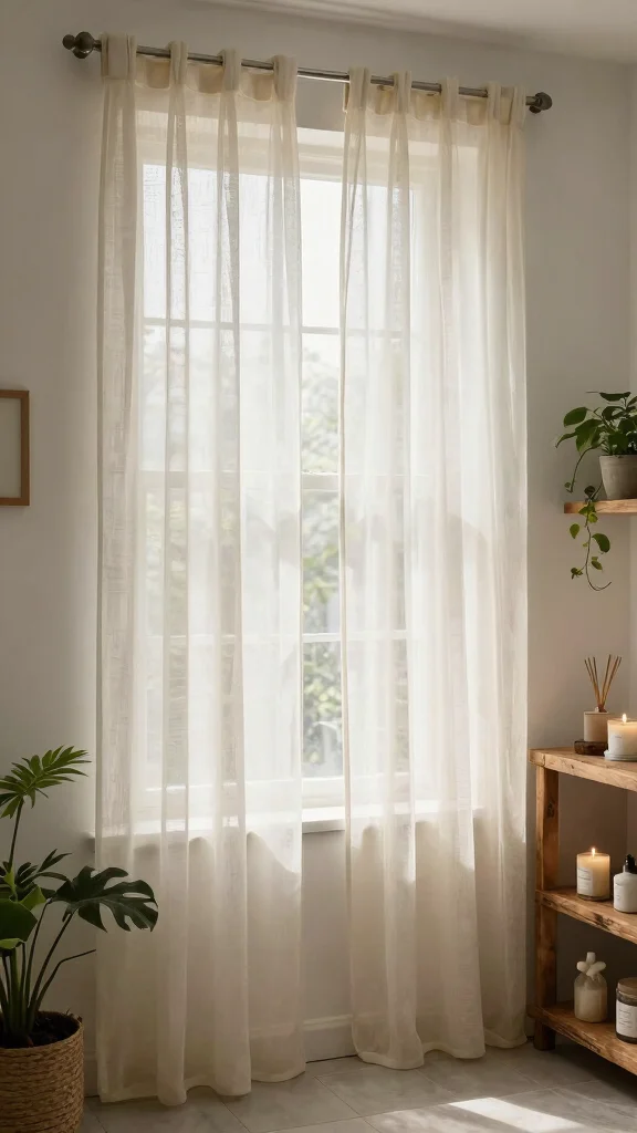 10 Bathroom Window Treatment Ideas for Privacy Without Darkness - 1. Sheer Curtains for a Soft Touch 1