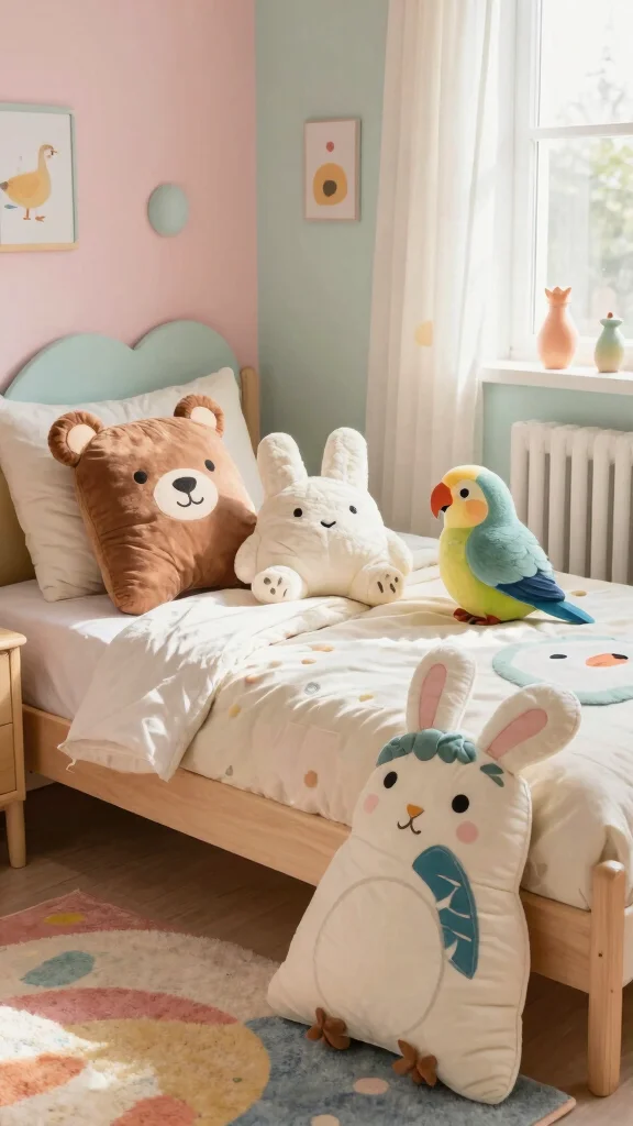10 Fun Throw Pillow Ideas for a Kids Bedroom That Still Look Stylish - 1. Eco-Friendly Animal Shapes 1