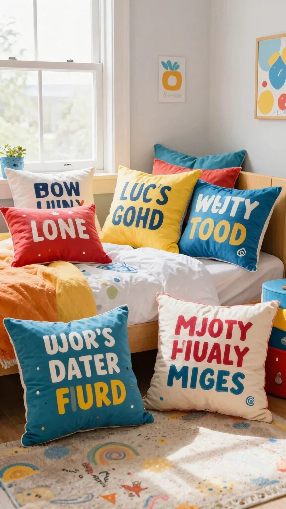 10 Fun Throw Pillow Ideas for a Kids Bedroom That Still Look Stylish - 10. Bright Inspirational Quotes 1