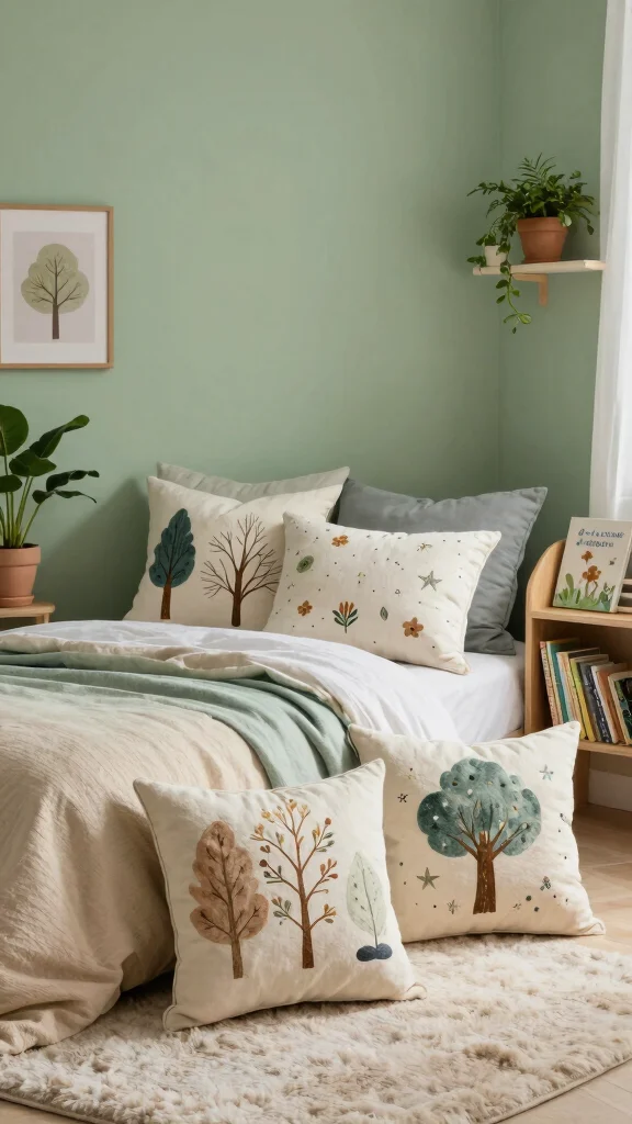 10 Fun Throw Pillow Ideas for a Kids Bedroom That Still Look Stylish - 3. Nature-Inspired Throw Pillows 1