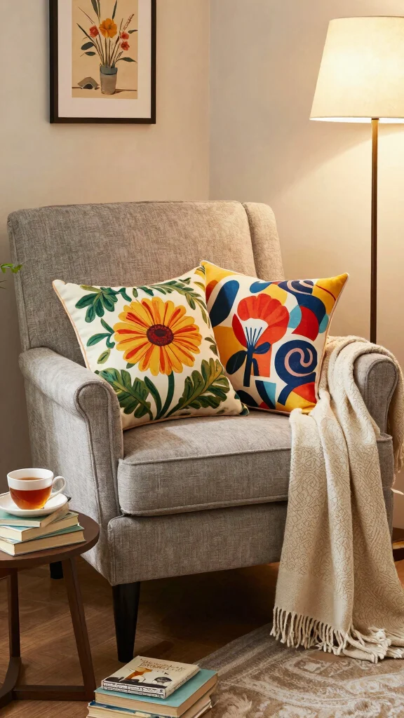 10 Mid-Century Modern Throw Pillow Ideas for Clean, Timeless Style - 4. Vintage-inspired Prints 1