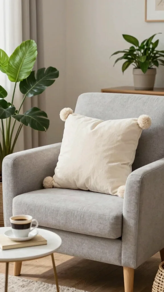 10 Mid-Century Modern Throw Pillow Ideas for Clean, Timeless Style - 7. Playful Pom-Poms 1