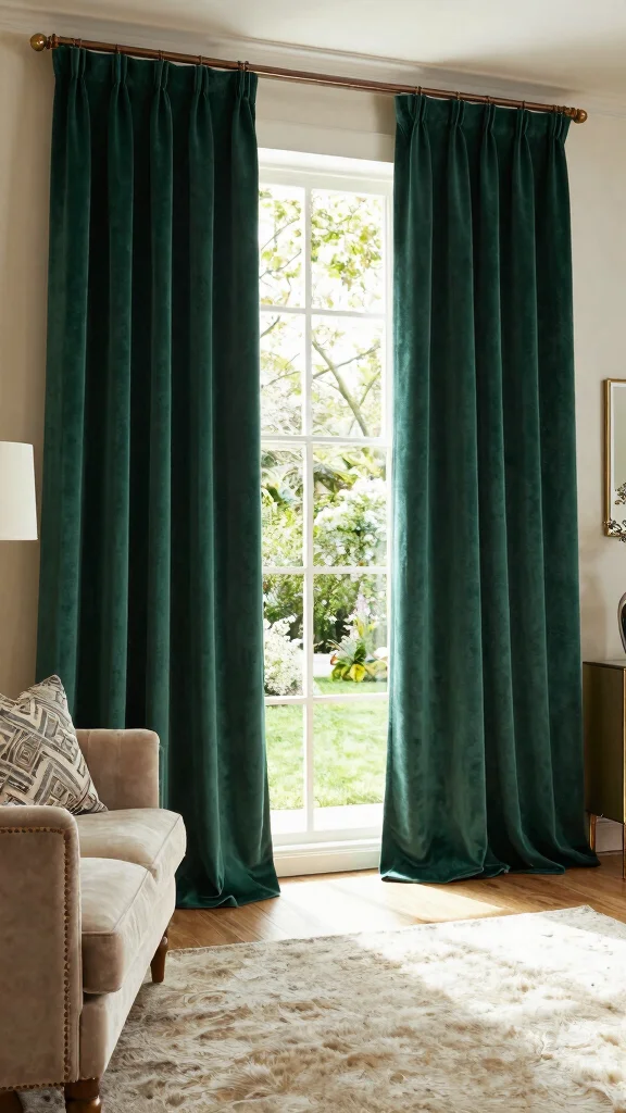 10 Modern Farmhouse Window Treatment Ideas That Feel Warm and Fresh - 10. Sustainable Velvet Drapes 1