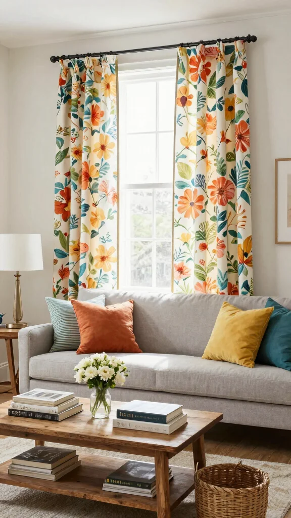 10 Modern Farmhouse Window Treatment Ideas That Feel Warm and Fresh - 8. Printed Fabric Shades 1