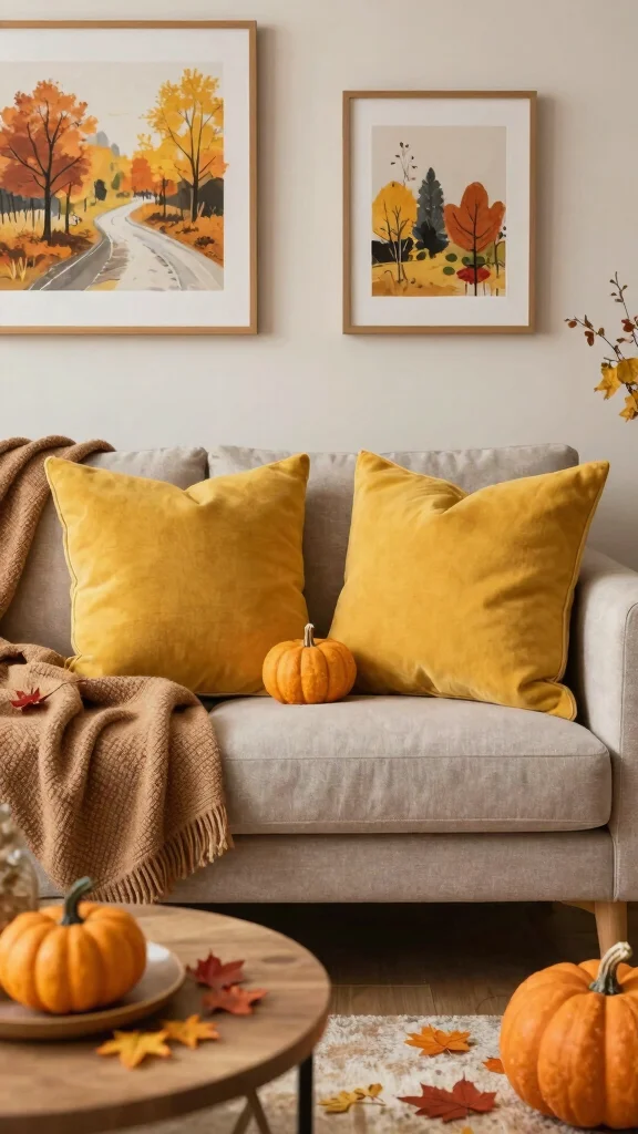 10 Mustard Yellow Throw Pillow Ideas for a Bright, Cozy Living Room - 10. Seasonal Switch-ups 1