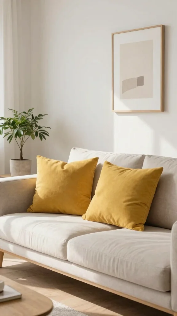10 Mustard Yellow Throw Pillow Ideas for a Bright, Cozy Living Room - 9. Minimalist Style 1