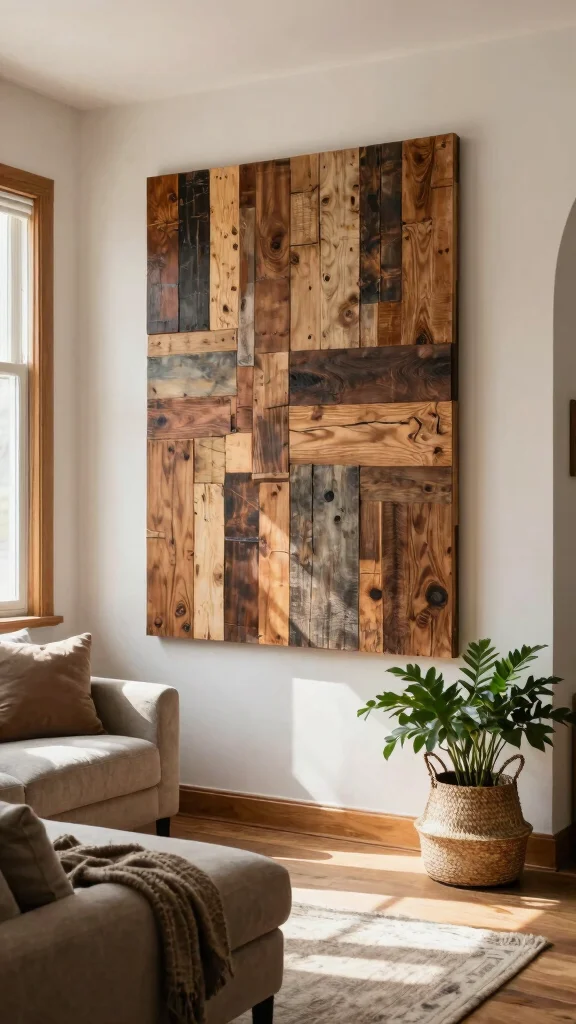 10 Nature-Inspired Wall Art Ideas for a Soft, Organic Look - 2. Reclaimed Wood Art 1