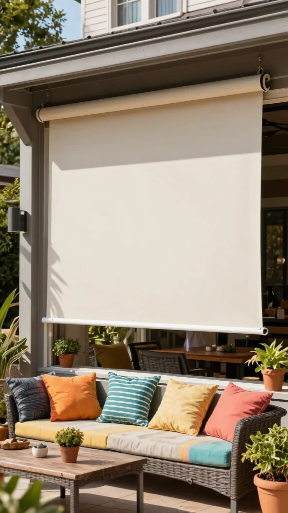 10 Patio Door Window Treatment Ideas for Privacy and Natural Light - 9. Outdoor Roller Shades 1