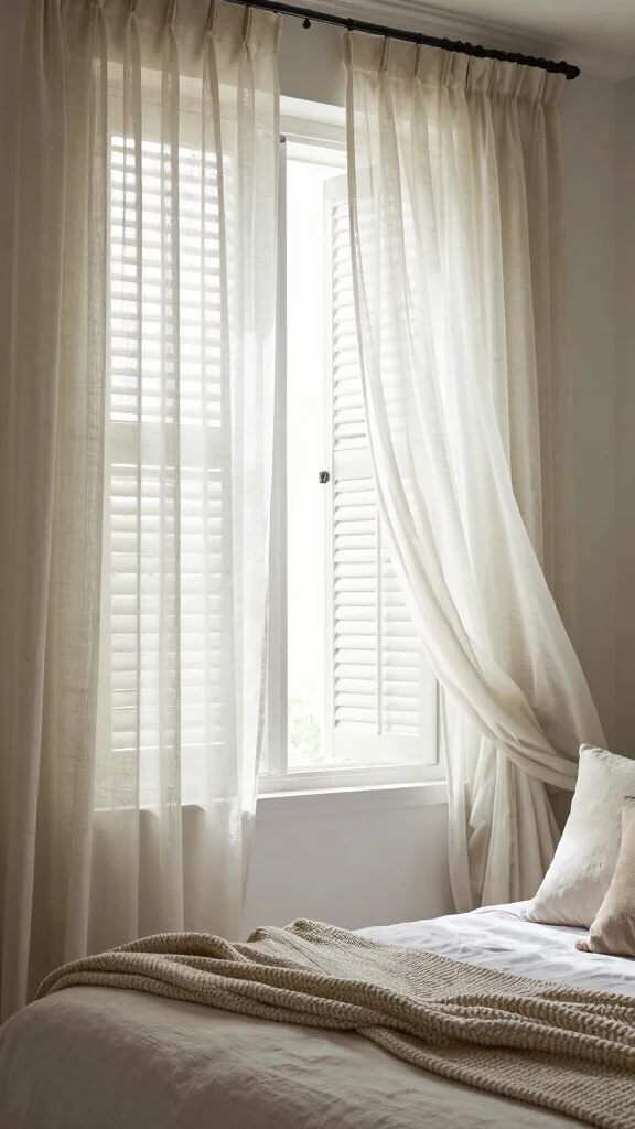 10 Plantation Shutter Ideas for Classic and Polished Window Styling - 7. Layering Plantation Shutters with Curtains 1