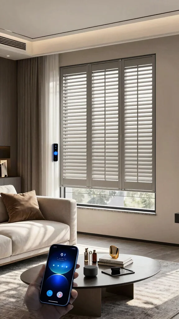 10 Plantation Shutter Ideas for Classic and Polished Window Styling - 9. Smart Plantation Shutters for Modern Living 1
