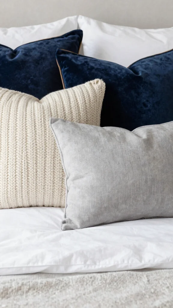 10 Throw Pillow Ideas for Beds That Look Layered but Not Cluttered - 1. Mix Textures for Depth 1