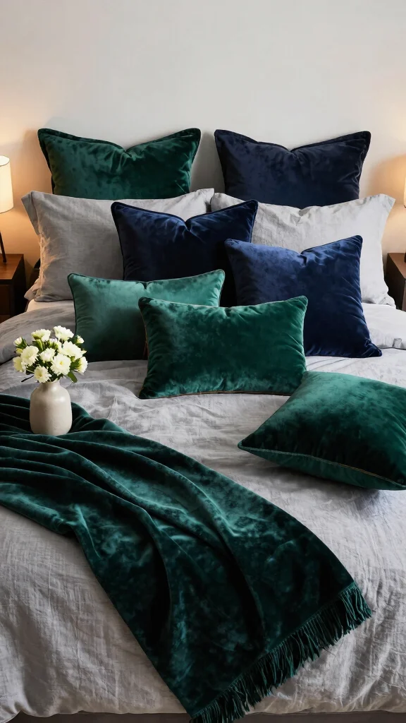 10 Throw Pillow Ideas for a Queen Bed That Look Soft and Balanced - 1. Luxe Velvet Pillows 1