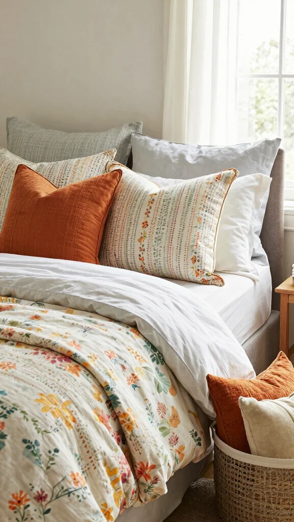 10 Throw Pillow Ideas for a Queen Bed That Look Soft and Balanced - 10. Seasonal Styles 1