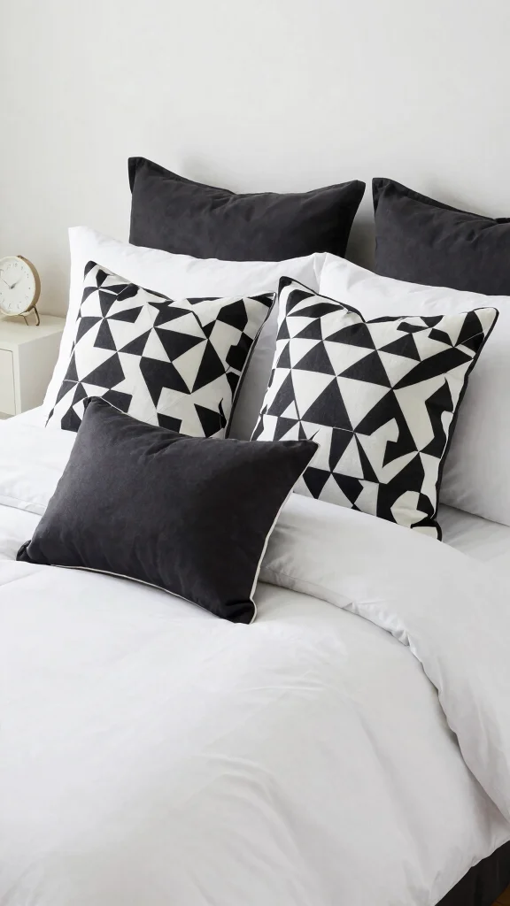 10 Throw Pillow Ideas for a Queen Bed That Look Soft and Balanced - 5. Geometric Patterns 1