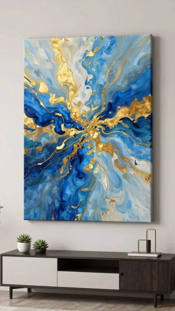 10 Wall Art Ideas Above the TV That Look Intentional and Smart - 2. Oversized Canvas Art 1