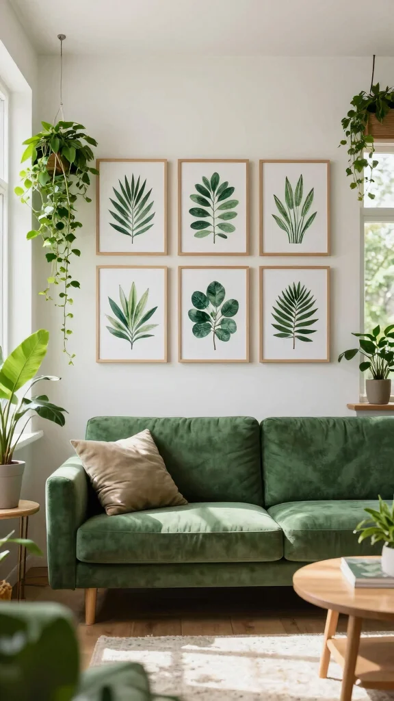 10 Wall Art Ideas Over the Couch for a More Balanced Living Room - 4. Incorporate Nature 1