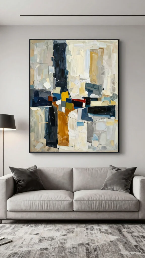10 Wall Art Ideas Over the Couch for a More Balanced Living Room - 6. Abstract Art 1