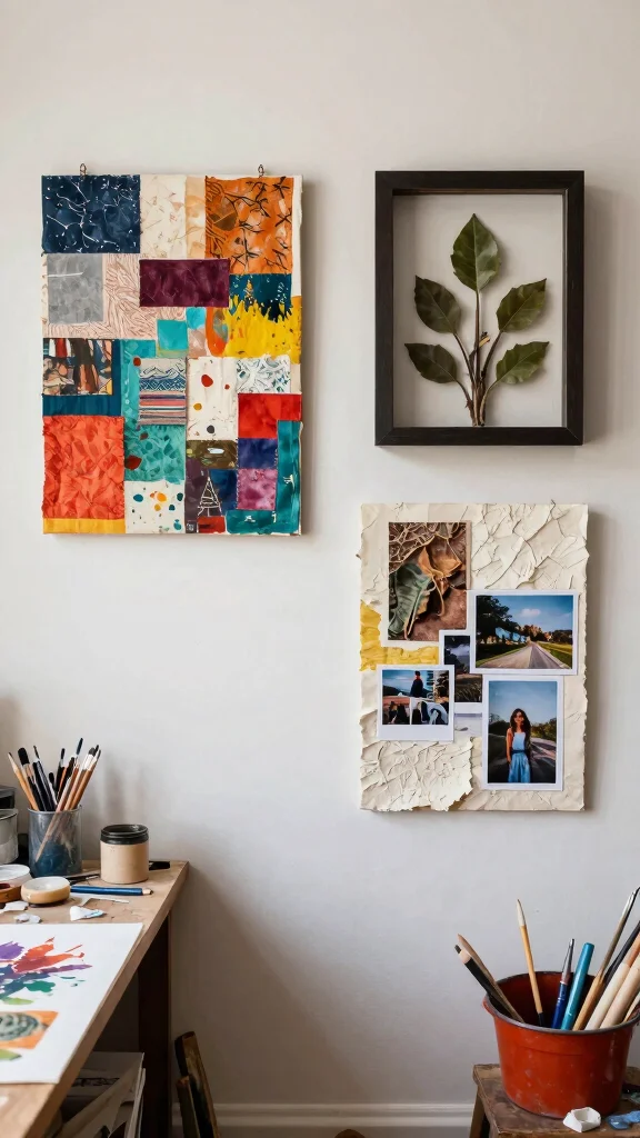 10 Wall Art Set of 3 Ideas for a Balanced Designer Look - 10. Mixed Media Art 1