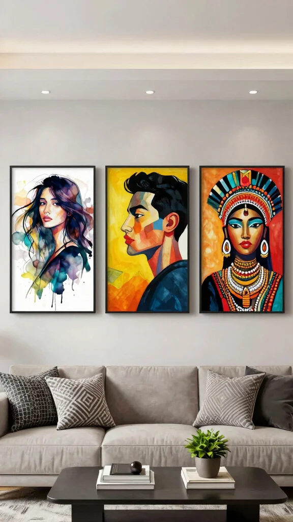 10 Wall Art Set of 3 Ideas for a Balanced Designer Look - 8. Artistic Portraits 1