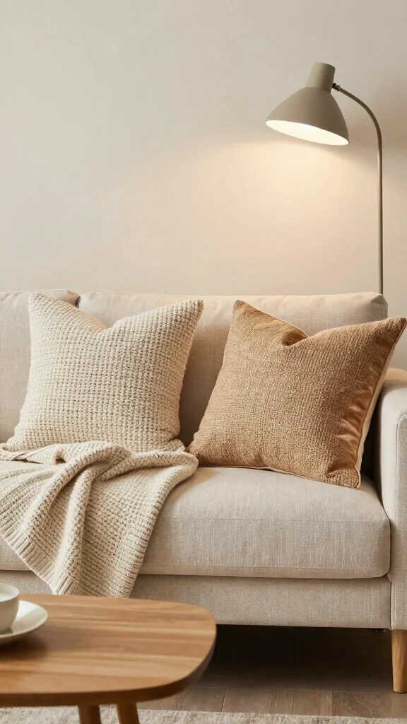 10 Ways to Style Throw Pillows on a Couch Without Overdoing It - 3. Play with Textures 1