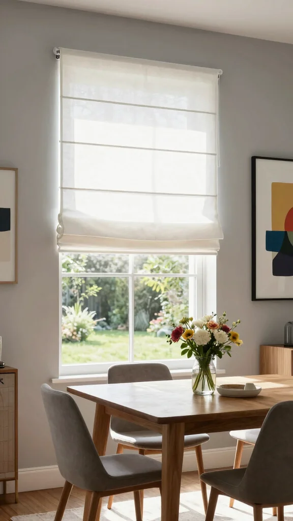 10 Window Treatment Ideas for Large Windows Without Heavy Bulk - 2. Minimalist Roman Shades 1