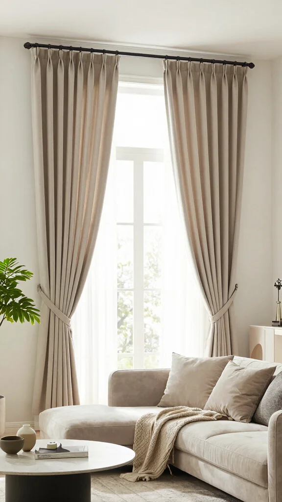 10 Window Treatment Ideas for Large Windows Without Heavy Bulk - 7. Elegant Curtain Panels with Tiebacks 1