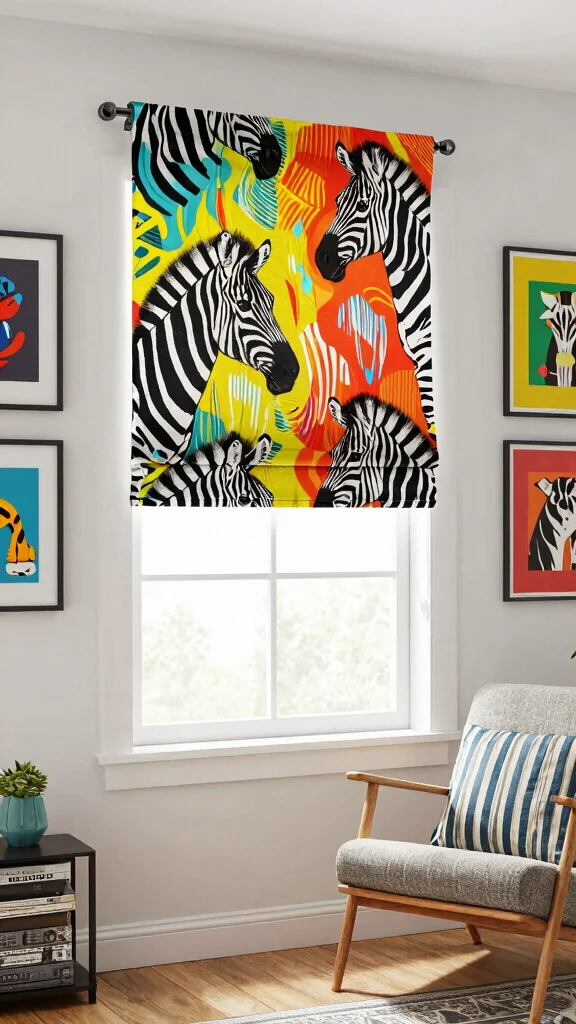 10 Zebra Shade Window Treatment Ideas for a Modern, Adjustable Look - 10. Artistic Displays with Zebra Shades 1