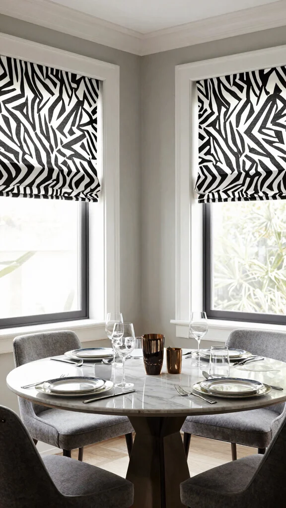 10 Zebra Shade Window Treatment Ideas for a Modern, Adjustable Look - 5. Geometric Patterns in Zebra Shades 1