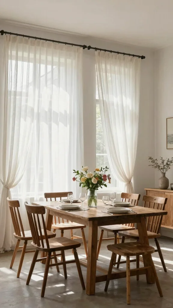 11 Dining Room Window Treatment Ideas That Feel Elegant and Warm - 8. Chic Sheer Panels 1