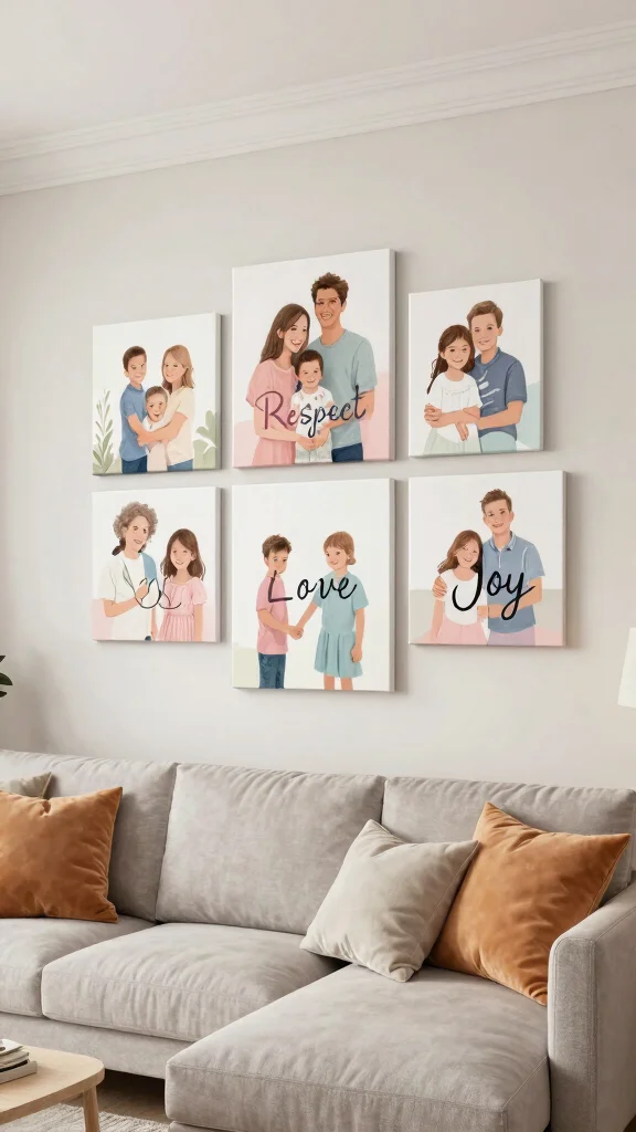 11 Family Quote Wall Art Ideas for Warm and Meaningful Decor - 5. Canvas Prints of Family Values 1