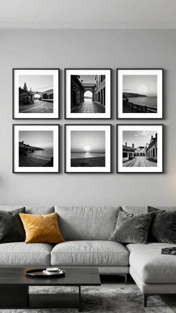 11 Five-Piece Wall Art Ideas That Make a Bold Statement - 10. Monochromatic Magic 1