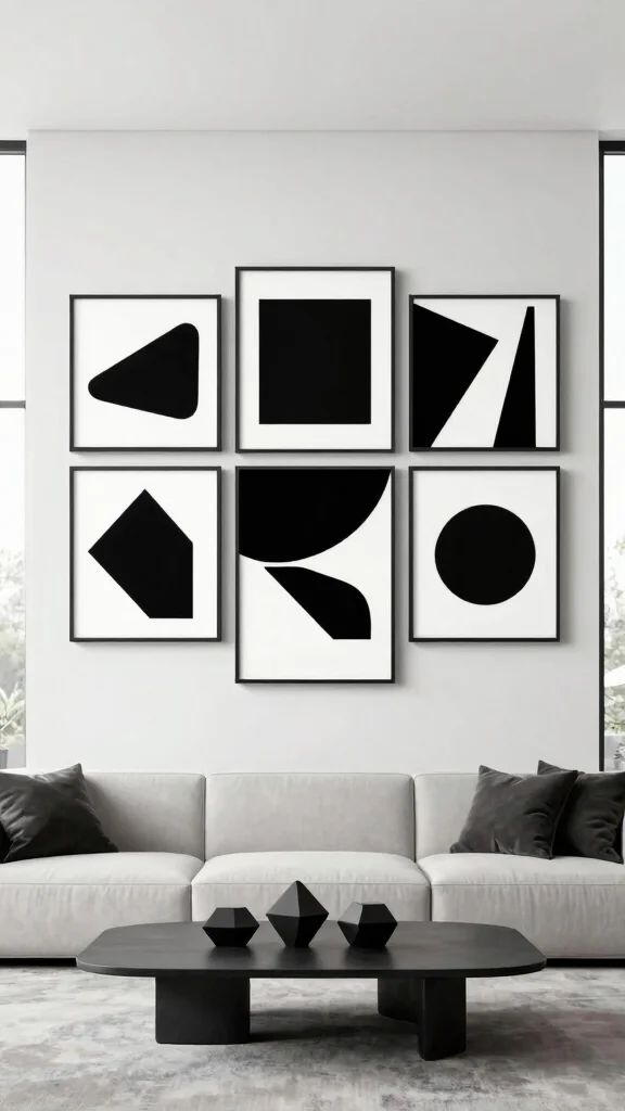11 Five-Piece Wall Art Ideas That Make a Bold Statement - 3. Minimalistic Geometric Shapes 1