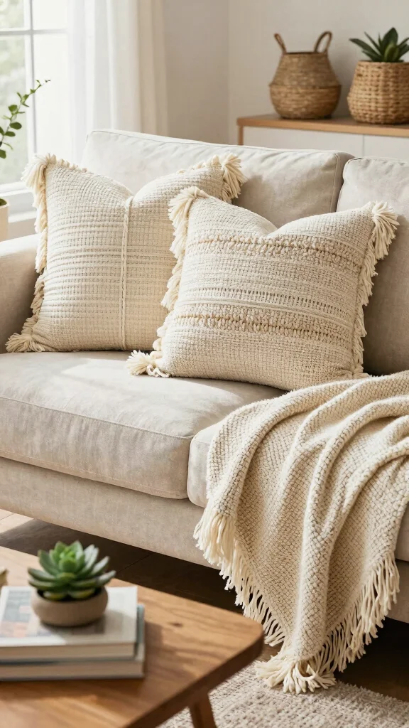 11 Fringe Throw Pillow Ideas That Make a Sofa Feel Layered - 1. Textured Fringe Pillows 1