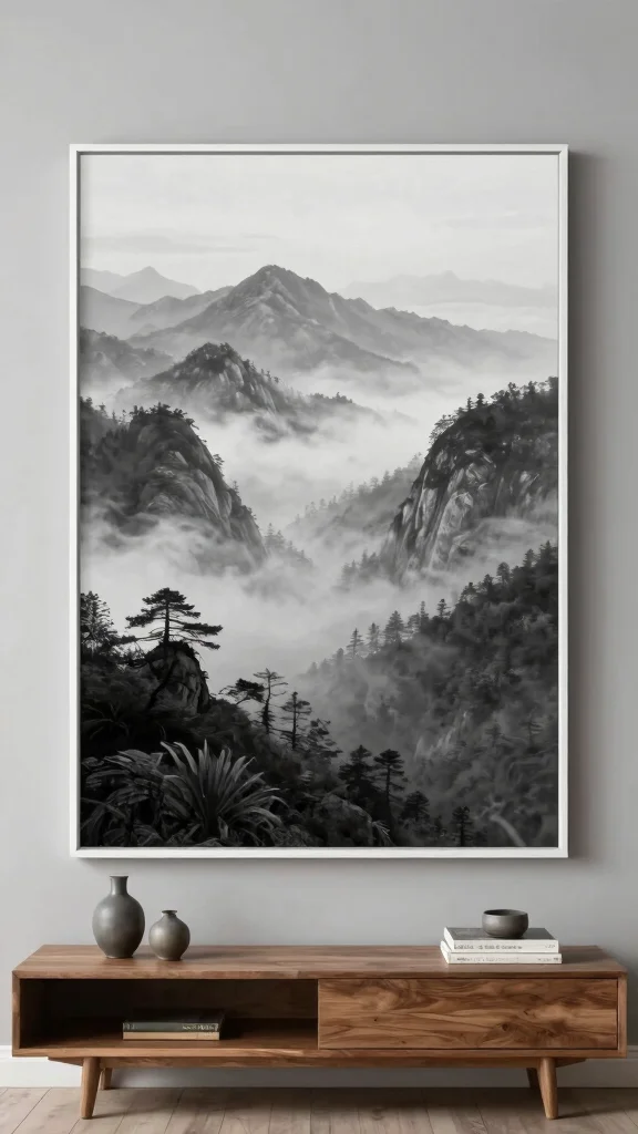 11 Japandi Wall Art Ideas for a Calm and Minimal Home - 6. Monochromatic Landscapes 1