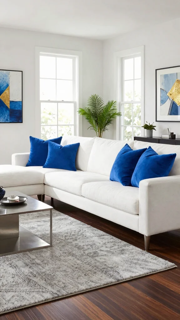 11 Jewel Tone Throw Pillow Ideas for a Rich, Collected Look - 2. Regal Sapphire Blue 1