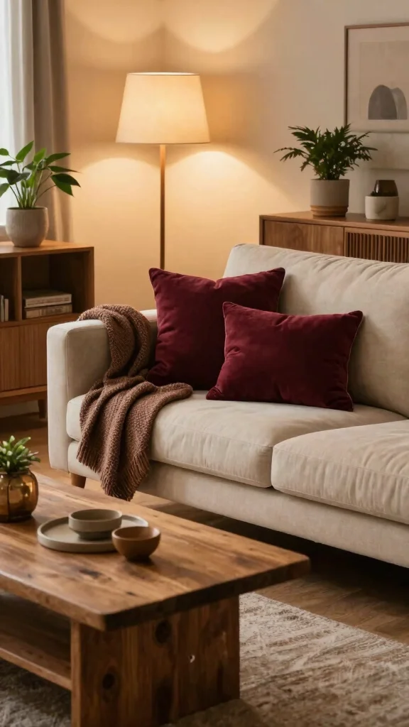 11 Jewel Tone Throw Pillow Ideas for a Rich, Collected Look - 3. Rich Burgundy Accents 1