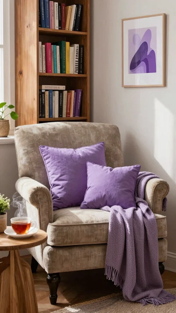 11 Jewel Tone Throw Pillow Ideas for a Rich, Collected Look - 4. Vibrant Amethyst Touches 1