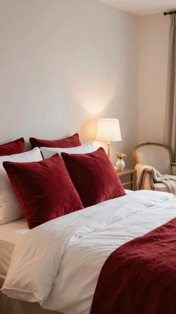 11 Jewel Tone Throw Pillow Ideas for a Rich, Collected Look - 8. Elegant Ruby Red 1