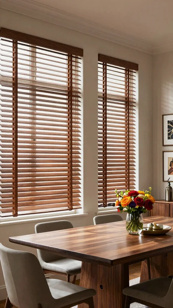 11 Mid-Century Modern Window Treatment Ideas With Clean Lines - 10. Custom Wood Blinds 1