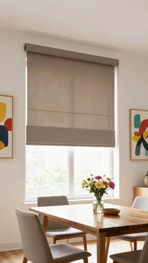 11 Mid-Century Modern Window Treatment Ideas With Clean Lines - 2. Sleek Roller Shades 1