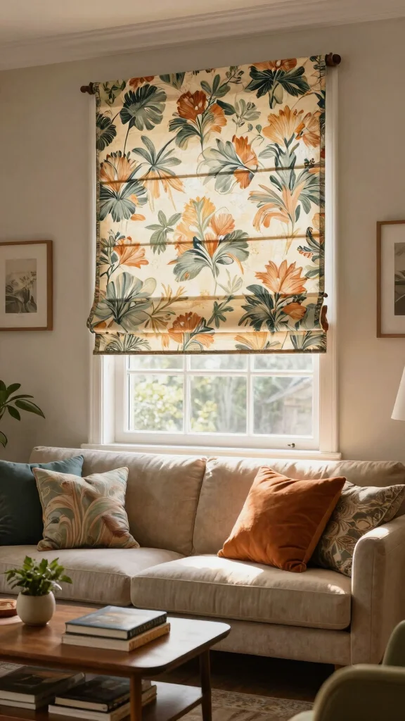 11 Mid-Century Modern Window Treatment Ideas With Clean Lines - 6. Vintage-inspired Roman Shades 1