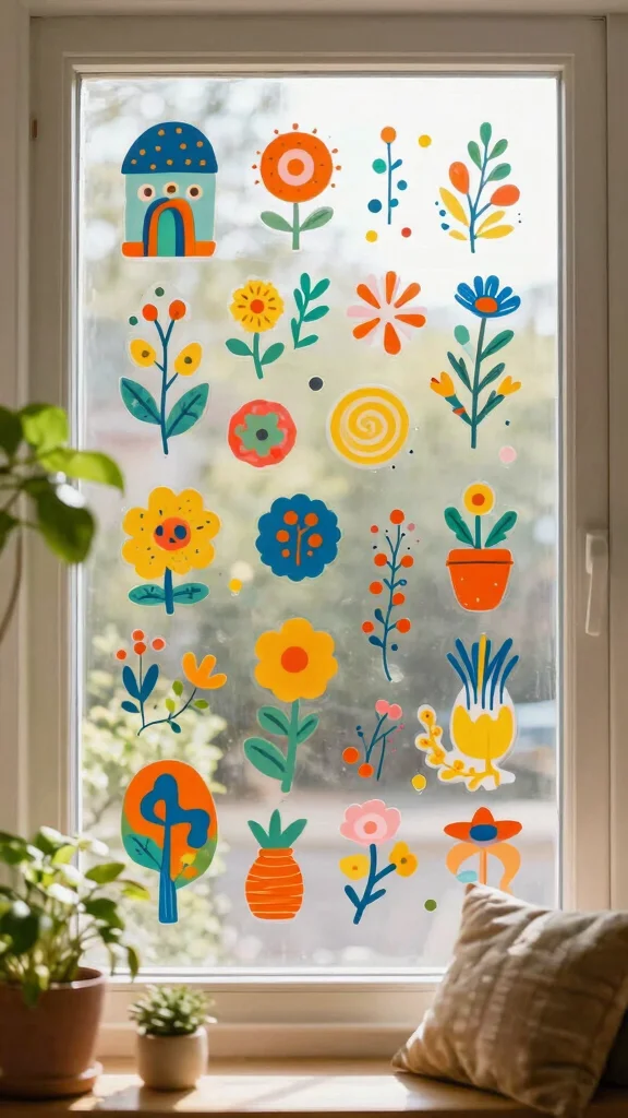 11 No-Drill Window Treatment Ideas for Renters - 11. Ruled Stickers for a Custom Look 1