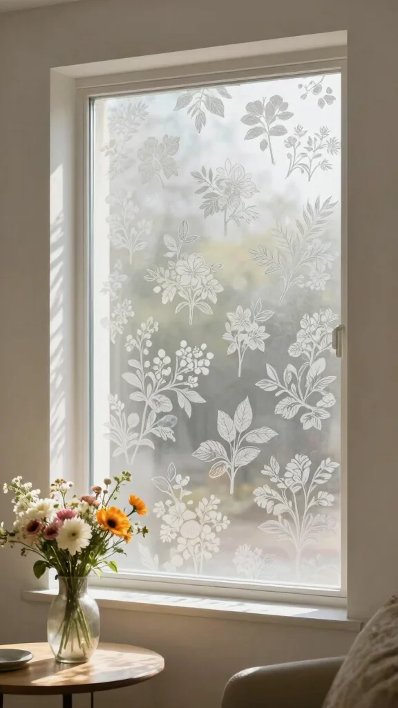 11 No-Drill Window Treatment Ideas for Renters - 2. Adhesive Window Film 1