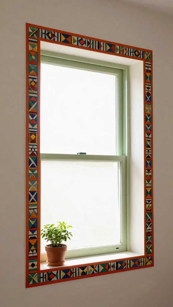 11 No-Drill Window Treatment Ideas for Renters - 7. Decorative Tapes on Window Frames 1