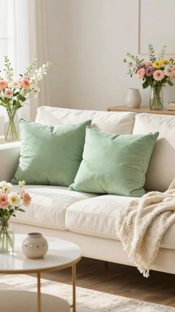 11 Sage Green Throw Pillow Ideas for a Calm and Trendy Home - 10. Seasonal Swaps: Sage Green for Spring 1
