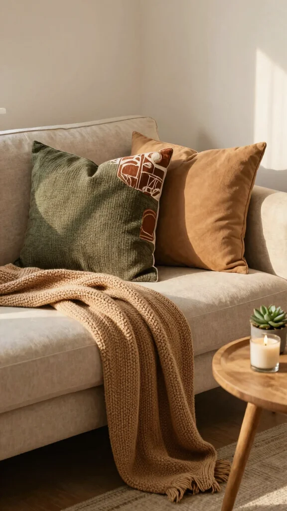 11 Throw Pillow Set of 3 Ideas for Easy and Stylish Sofa Styling - 1. Earthy Tones and Textures 1