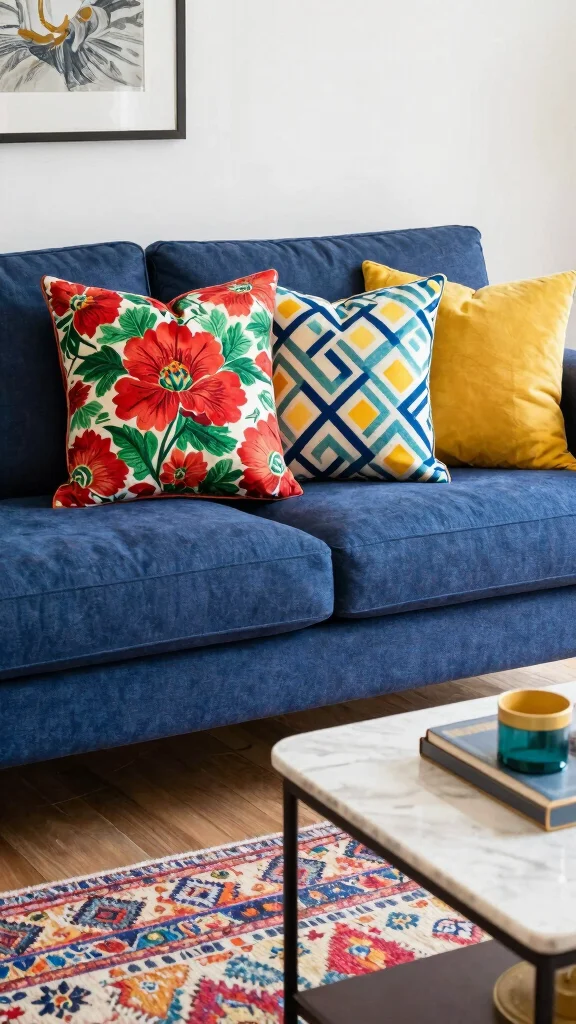 11 Throw Pillow Set of 3 Ideas for Easy and Stylish Sofa Styling - 3. Bold Patterns for a Statement 1