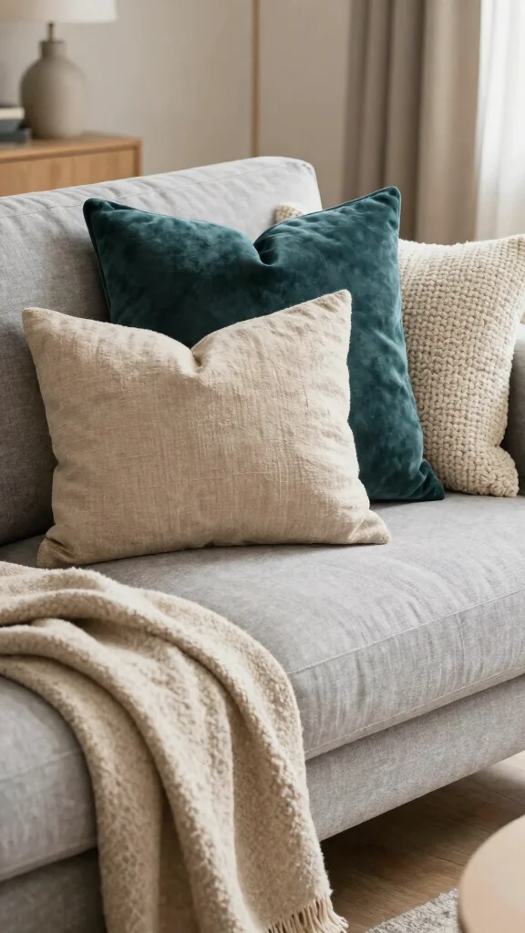 11 Throw Pillow Set of 3 Ideas for Easy and Stylish Sofa Styling - 5. Cozy Textured Layers 1