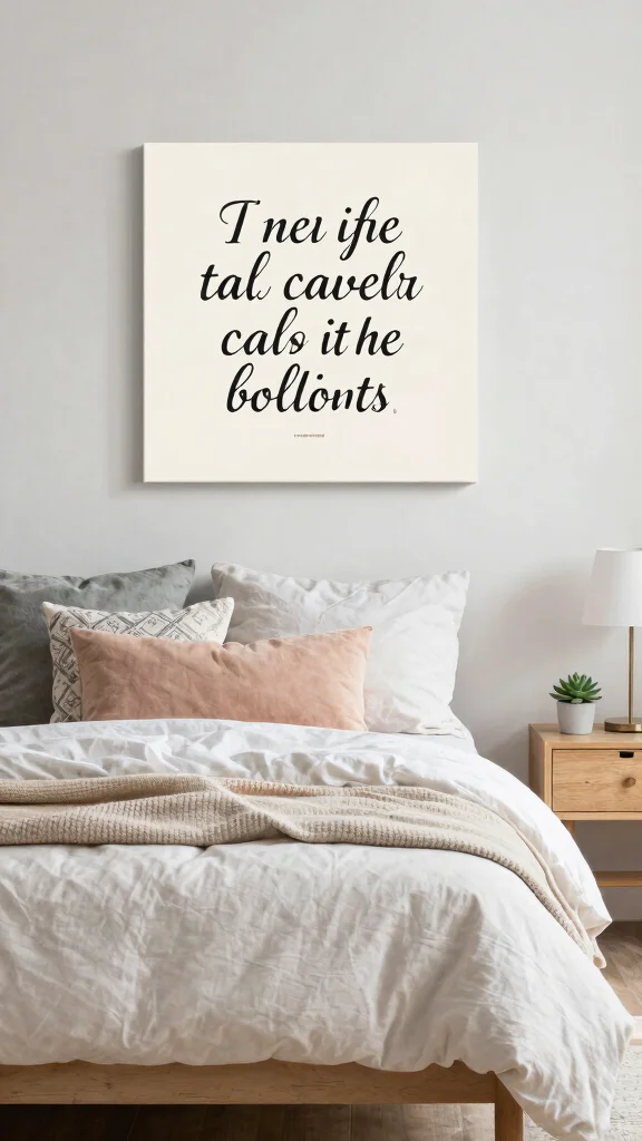 11 Wall Art Ideas Above the Bed for a Calm, Finished Bedroom - 7. Inspirational Quotes on Canvas 1