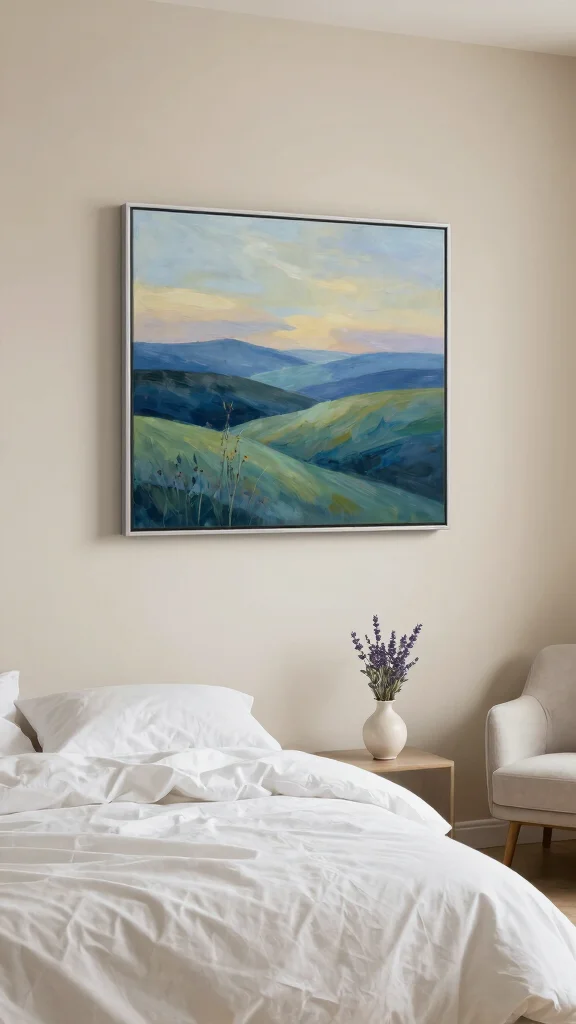 11 Wall Art Ideas for Bedroom Decor That Feel Calm and Modern - 1. Abstract Landscapes for Serenity 1